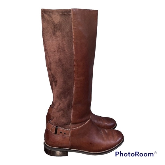 Cole Haan Brown Leather Adler Tall Riding Boots - Picture 3 of 7